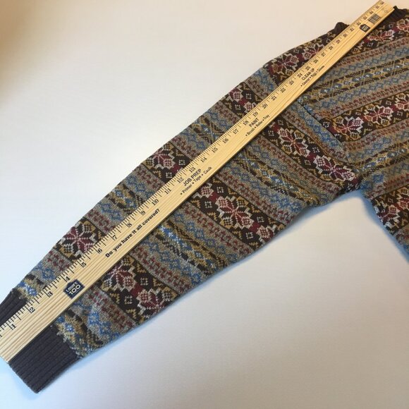 Vintage Tommy Hilfiger Sweater Mens Large Brown Fair Isle Print Dad Grandpa 90s - Picture 7 of 7